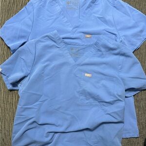 Figs Light Blue Scrub Top